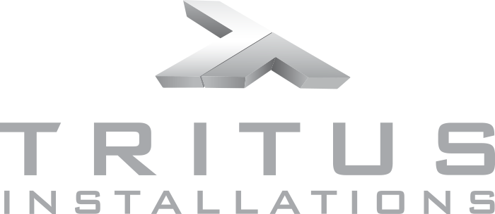 Gray Tritus logo, including a 3D emblem and sharp text.